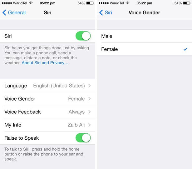 Siri voice change