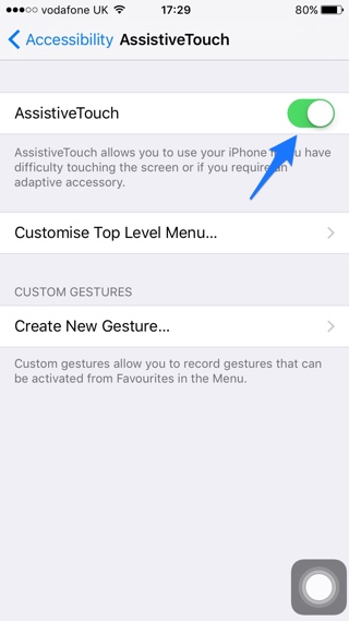 AssistiveTouch toggle