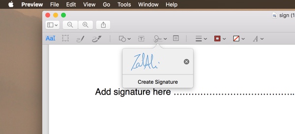 how to insert signature in pdf in mac