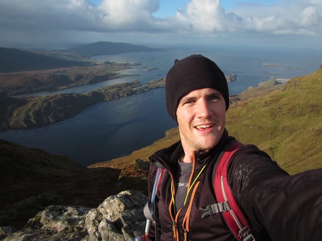 Selfie mountain background