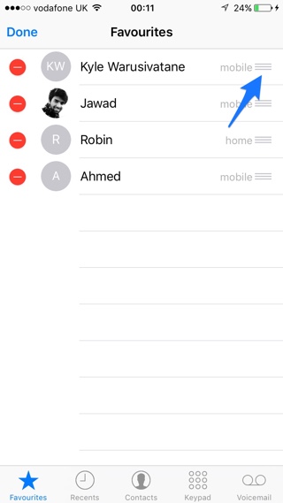 Phone Favorites edit