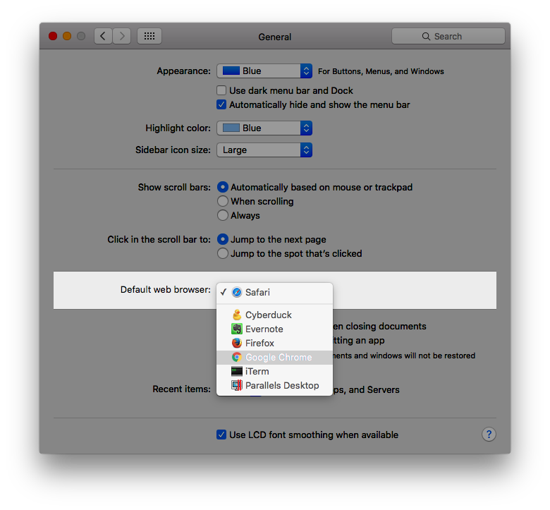 how to change default web browser macos