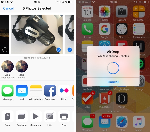 how to send all photos from one iphone to another iphone
