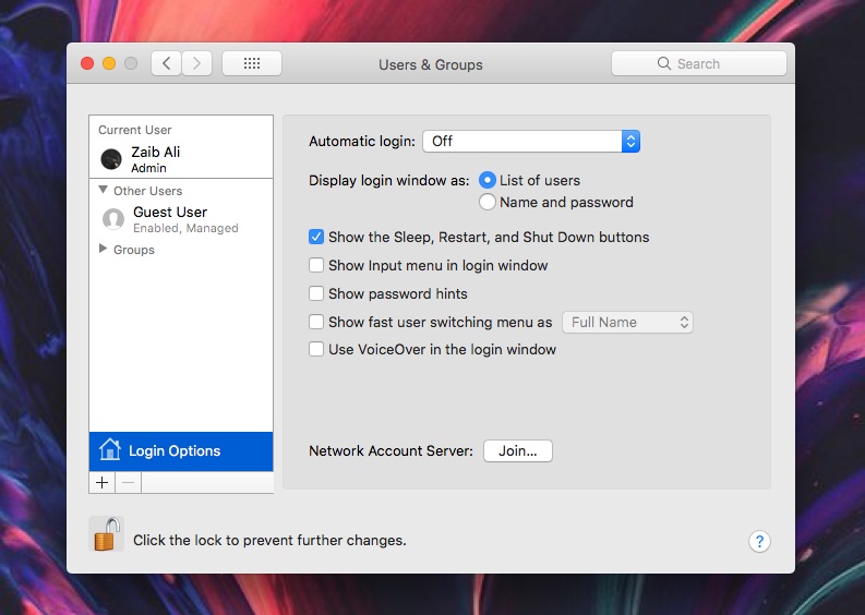 Enable root account mac