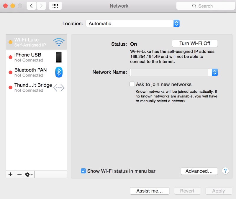 self assigned ip address not able to connect to the internet