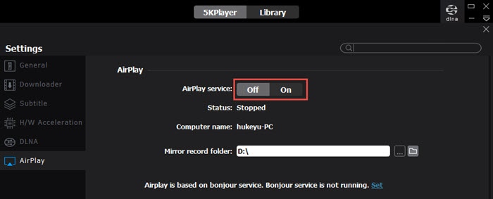 5KPlayer AirPlay on